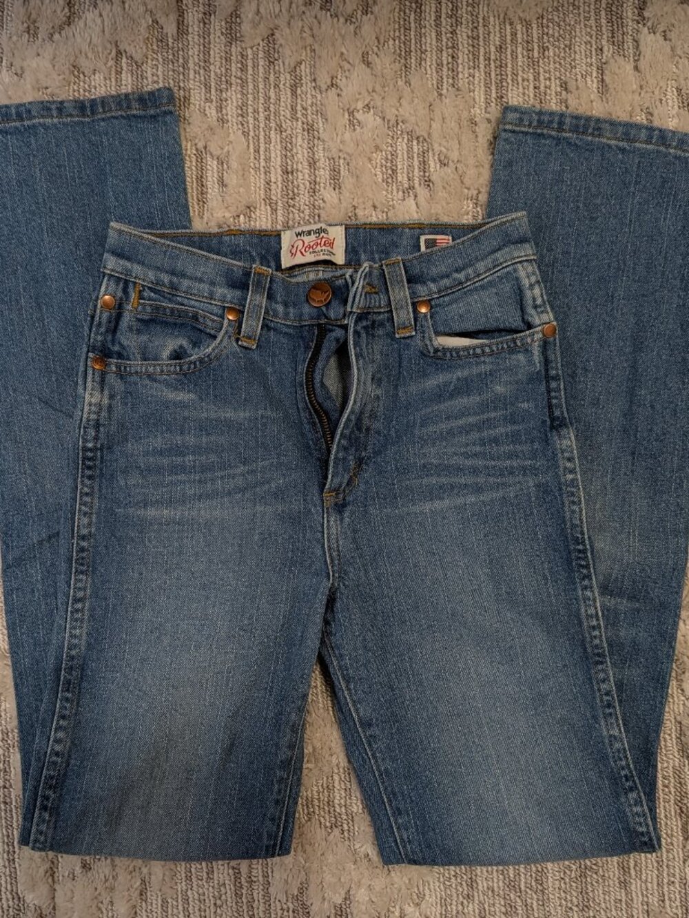 High waisted Rooted Wrangler jeans